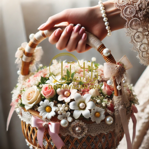راهنمای کامل تزیین سبد بلهبرون با گل طبیعی 3 دسته گل عروس